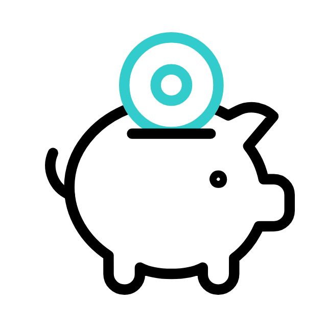 Piggybank gif with a coin above it representing the concept of saving your money with Vigesco Marketing Agency.