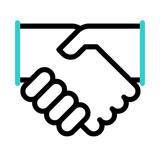 A handshake gif representing transparency and honesty at Vigesco Marketing Agency.